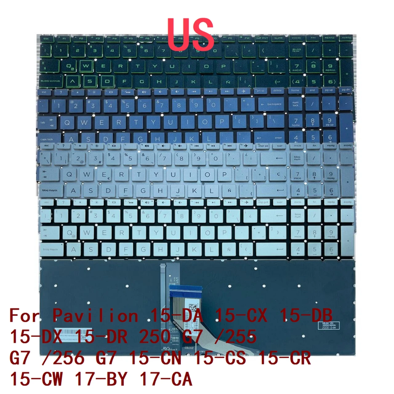 

New US Backlit Keyboard For HP Pavilion 15-DA 15-CX 15-DB 15-DX 15-DR 250 G7 /255 G7 /256 G7 15-CN 15-CS 15-CR 15-CW 17-BY 17-CA