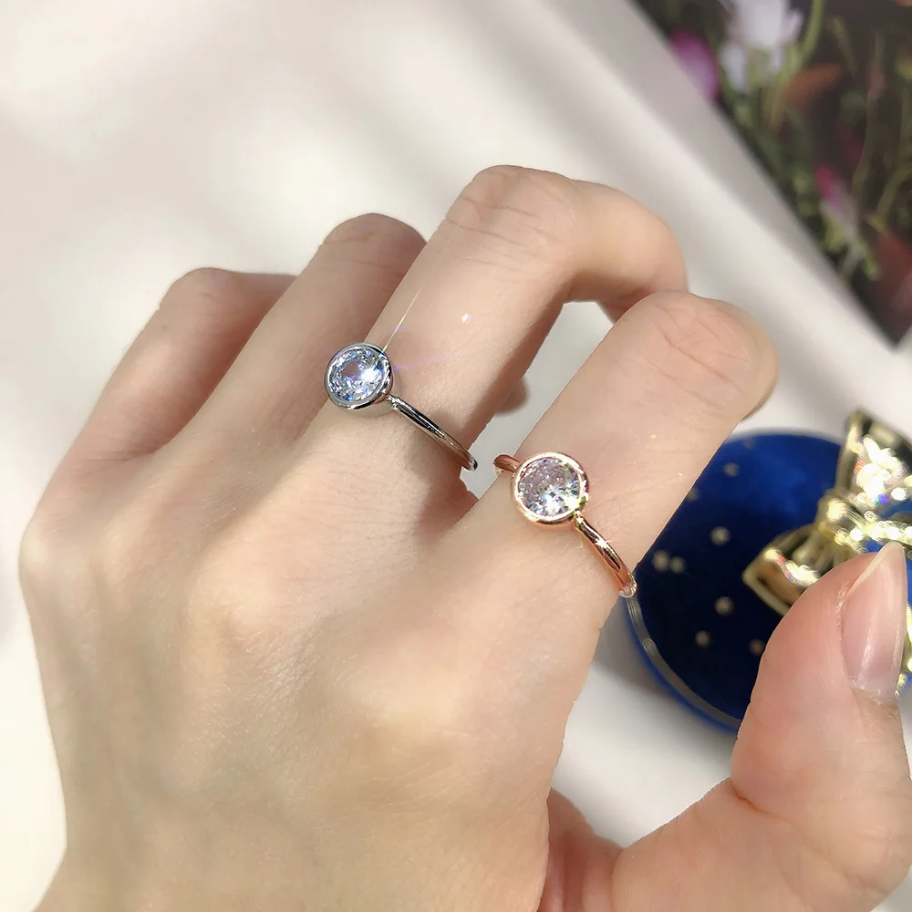 Vintage Korean Fashion Promise Dating Ring For Women Girl Shiny Zircon Elegant Gift For Girlfriend Kpop Accessories Jewelry R135