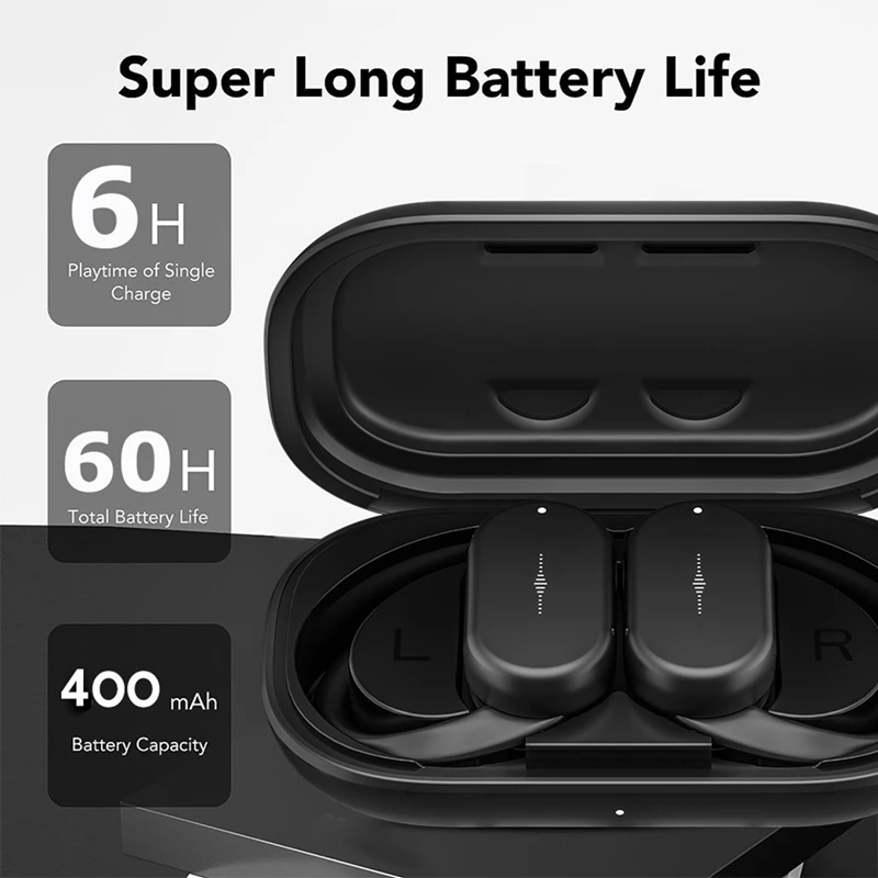 Drahtlose Kopfhörer TWS Ohrhörer Deep Bass Drehbare Ohrbügel Bluetooth-Kopfhörer mit Mikrofon für Sport Weiß