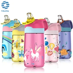 FJbottle Kids Water Bottle With Straw 450ml Drinking Bottle Eco Friendly Tritan One Touch Flip Cap BPA