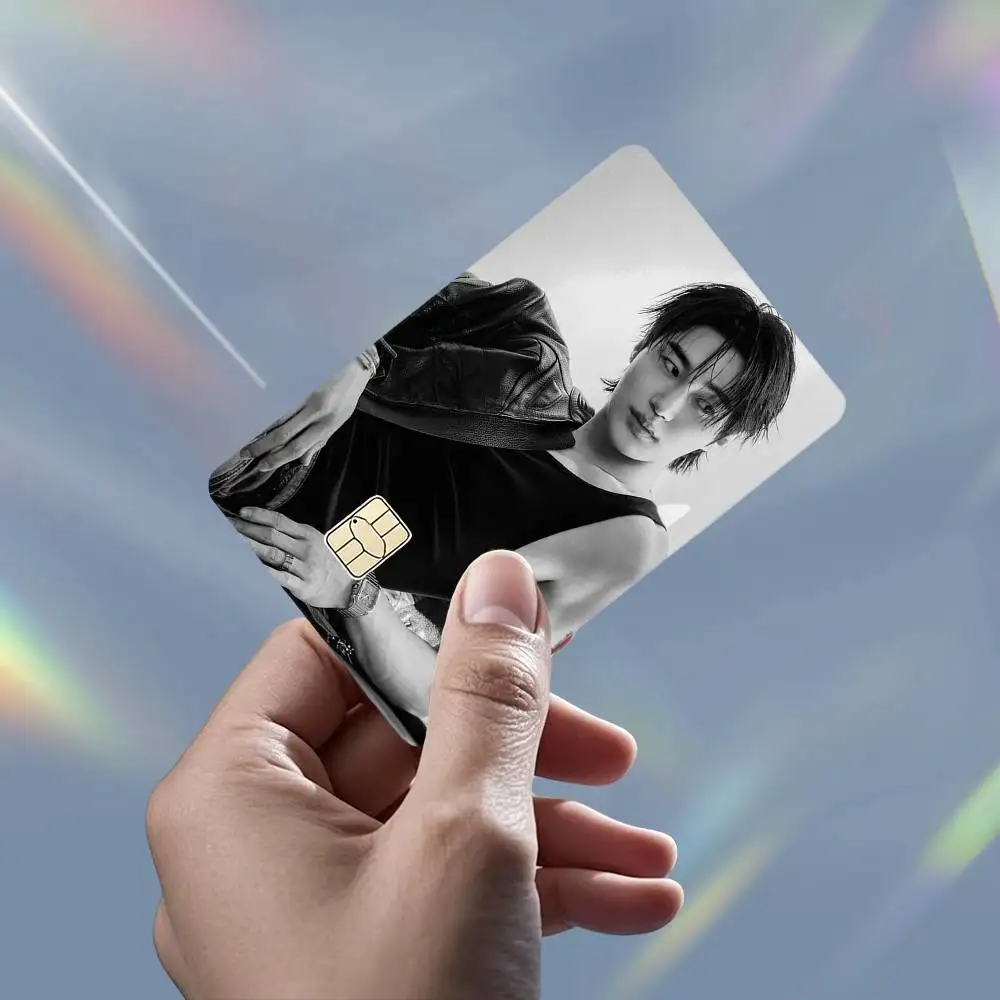 B-Byeon Woo Seok Actor 4pcs 1Set Laser Holographic Sticker Skin Cover for Credit Bank Debit Card