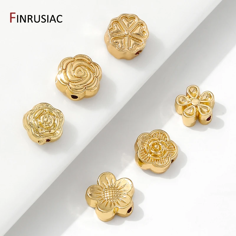 14K Gold Plated Brass Flower Spacer Beads,Flat Separators Beads DIY Bracelet Necklace Making Accessories,Supplies For Jewelry