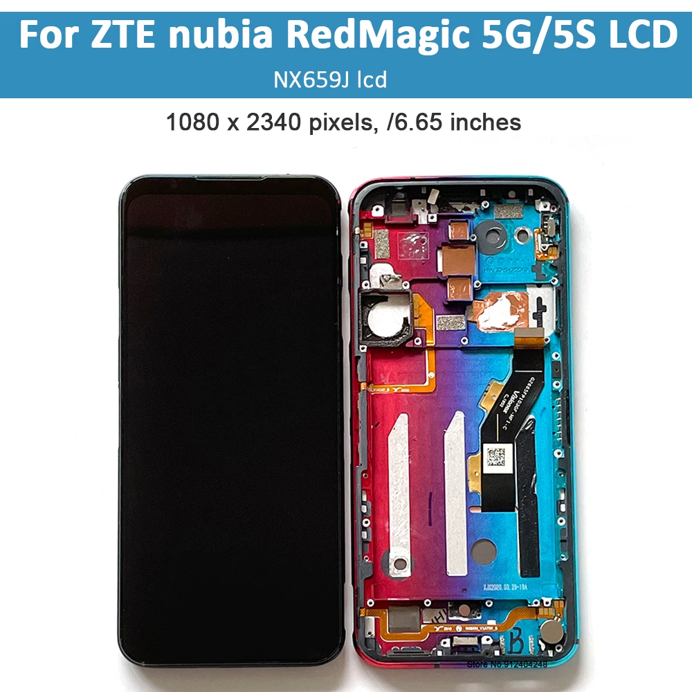 Original Amoled 6.65" For ZTE Nubia Red Magic 5 5g LCD Display Touch Screen Digitizer For Nubia RedMagic 5s NX659J LCD Display