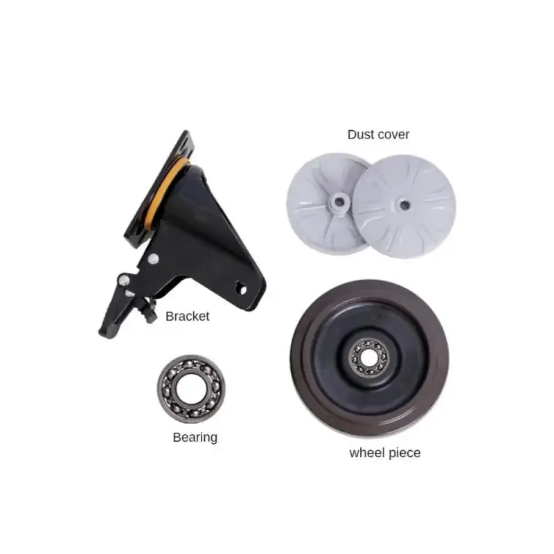 (4 Packs) 4 Inch Wheel Heavy Duty Universal Flat Rubber Trolley Silent Directional Brake Caster