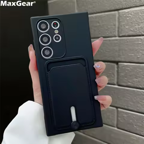 Original Silicone Soft With Card Bag Phone Case For Samsung Galaxy S25 S24 S23 S22 S21 Plus Ultra A71 A72 A55 A53 A52 A35 4G5G