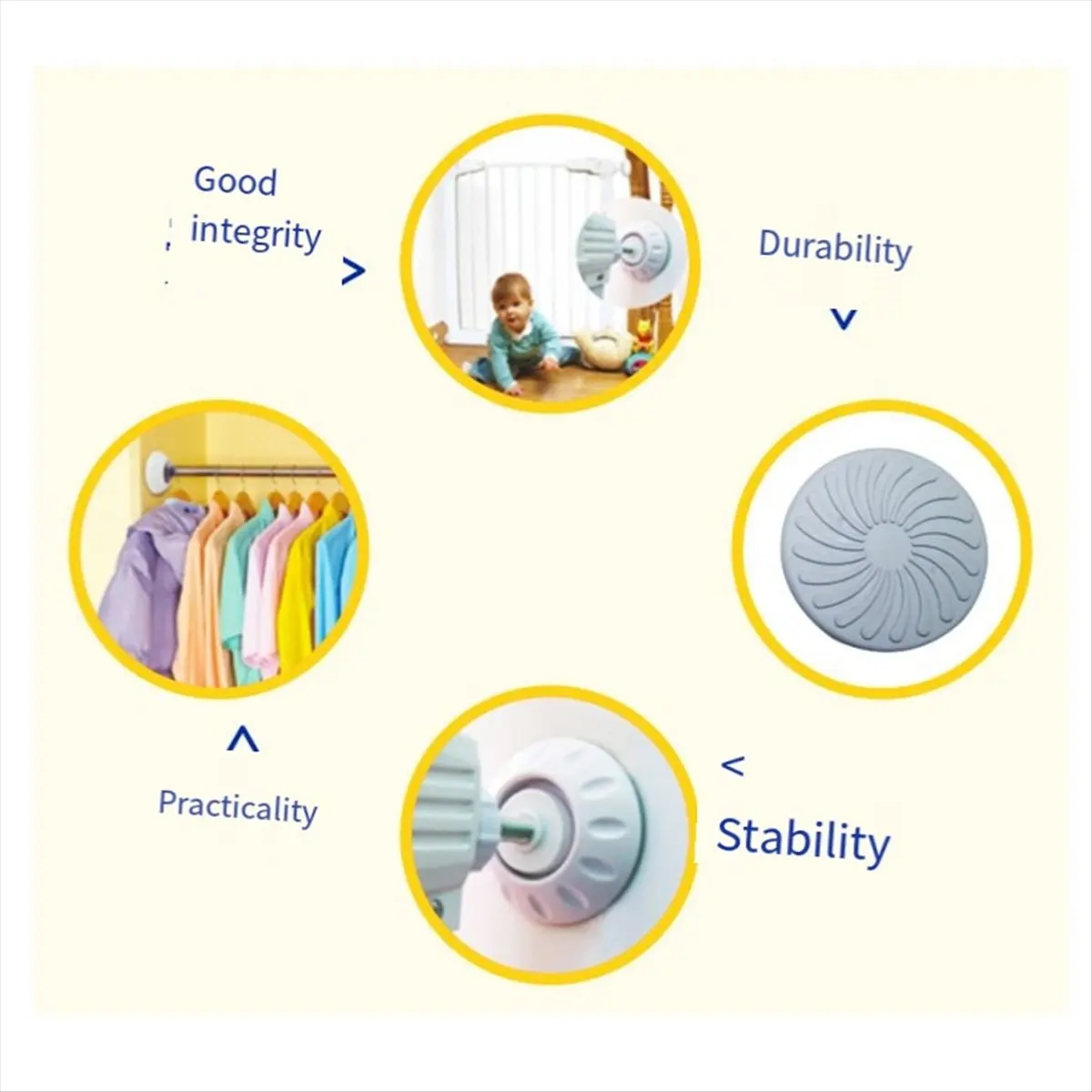 A89X Baby Gate Extender Kit 4 Pack Wall Protectors and M8 Threaded Spindle Rods for No-Drill Pressure , Wall Safety