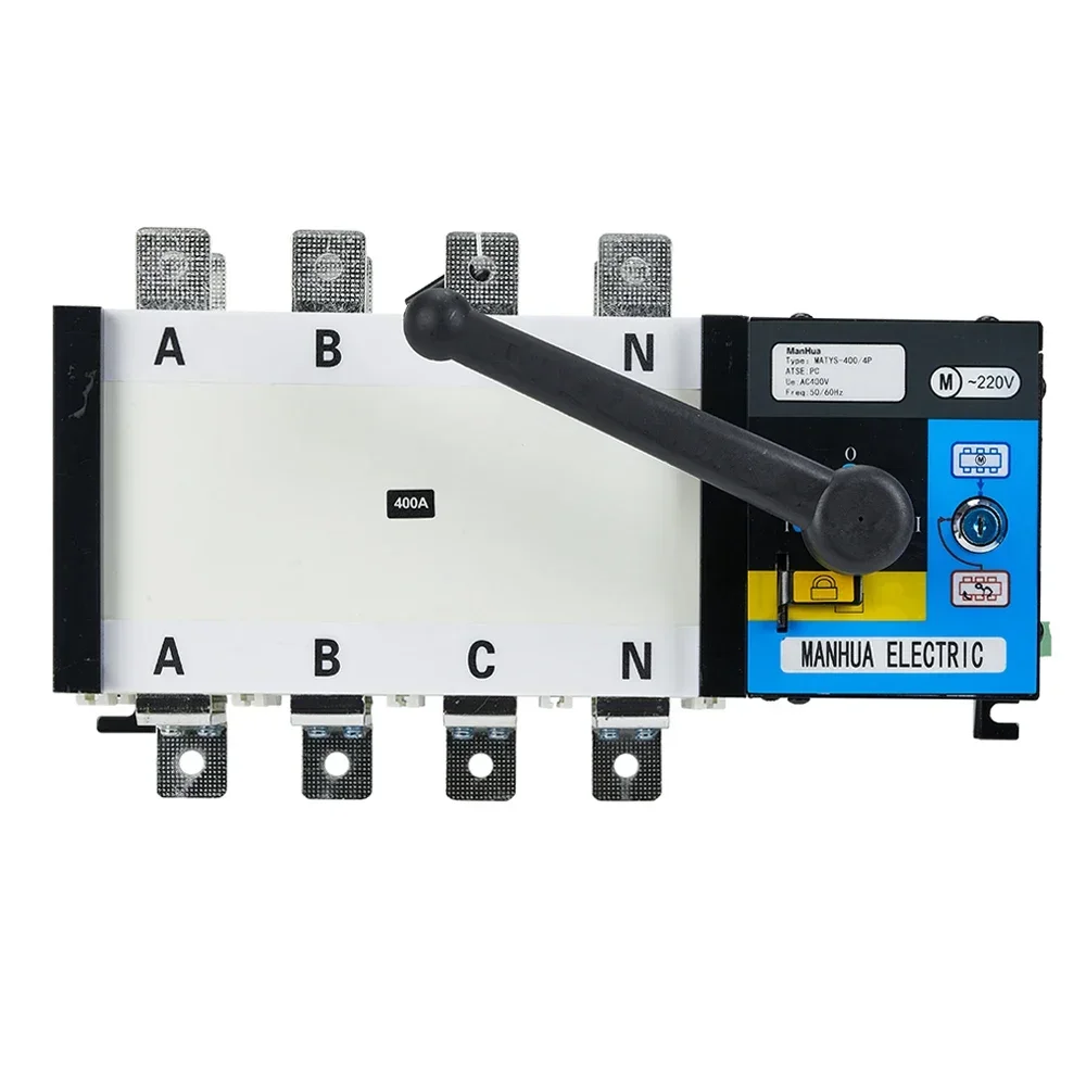 Manhua MATYS-400/4P 400A 220VAC 60HZ PC Grade 4 Pole 3 Phase ATS Dual Power Automatic Transfer Switch