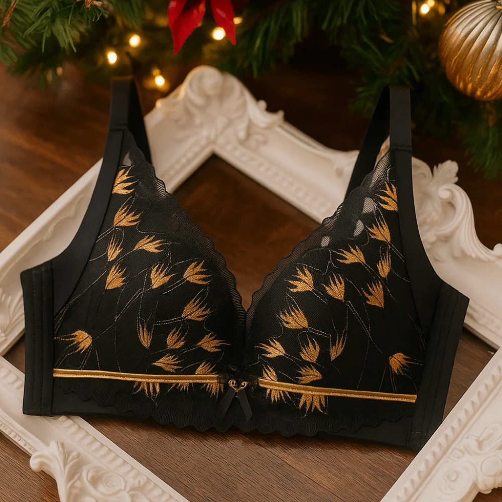 

Comfortable Mesh Flower Lace Deep V Bra Shockproof Wireless Underwear for Women Push Up Lingerie Seamless Bra Girls