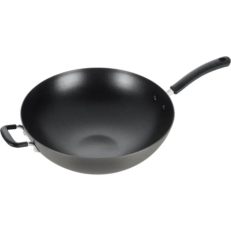 

Ultimate Hard Anodized Nonstick Wok 14 Inch, Oven Broiler Safe 350F, Non Stick Stir-Fry Pan, Cookware, Pots and Pans