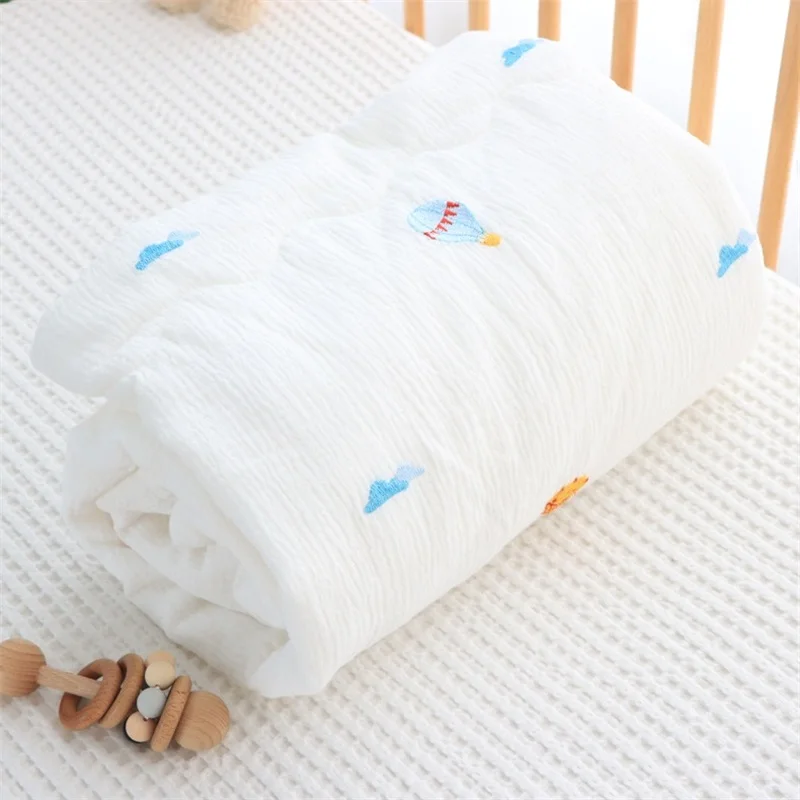 المطرزة نجمة وشجرة مبطن الشاش القطن الطفل لحاف الوليد المعزي الحراري الرضع سرير بطانية مع حشو رقيق لحاف