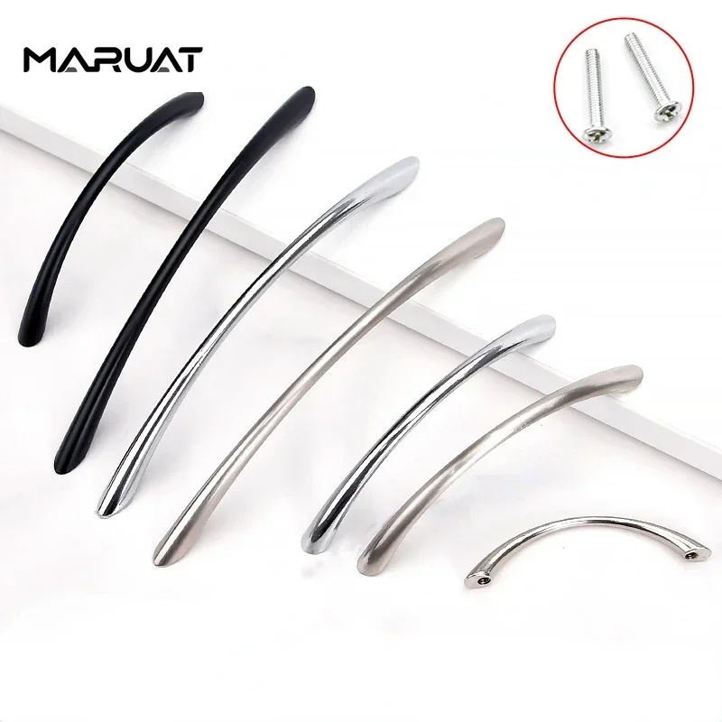 Zinc Alloy Furniture Handles Kitchen Cabinets Curved Drawers Cabinet Doors Dressing Tables Storage Rooms Wardrobes Handles