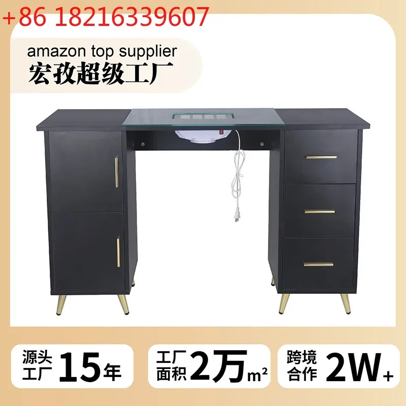 Black simple nail art table built-in nail vacuum cleaner nail art specialty