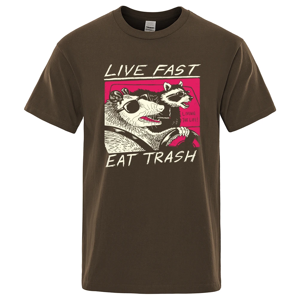 The Life Is Too Short To Eat Trash T-Shirts Men Casual Loose Clothing Oversized Summer Tops Cotton Luxury Mens Street Tshirts