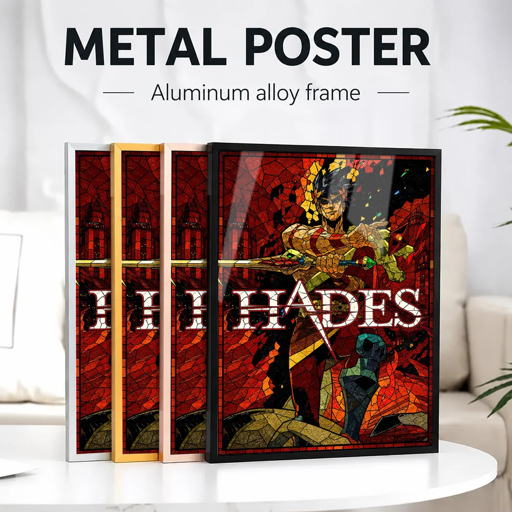 Hades Game Metal Poster With Aluminum Alloy Frame Personalized Photo Dark Medieval Style Wall Art For Library Fantasy Fan Gift