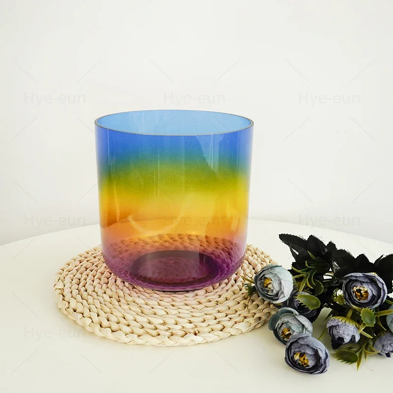 STAR LINKUP 7inch Colored Rainbow Clear Crystal Singing Bowl Transparent Quartz Bowl for Sound Healing