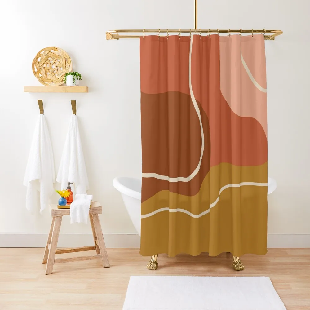 

Zen Abstract Shapes and Lines in Desert Colors Shower Curtain Bathroom Shower Set For Shower Waterproof Bathroom Curtain