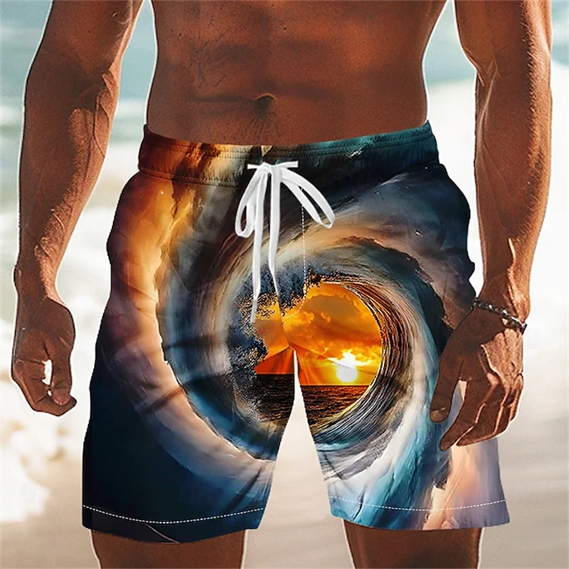 

Мужские пляжные шорты, оптическая иллюзия, плавки с принтом океана, новинка 2025, шорты для доски, уличная одежда, гавайская мужская одежда для отдыха
