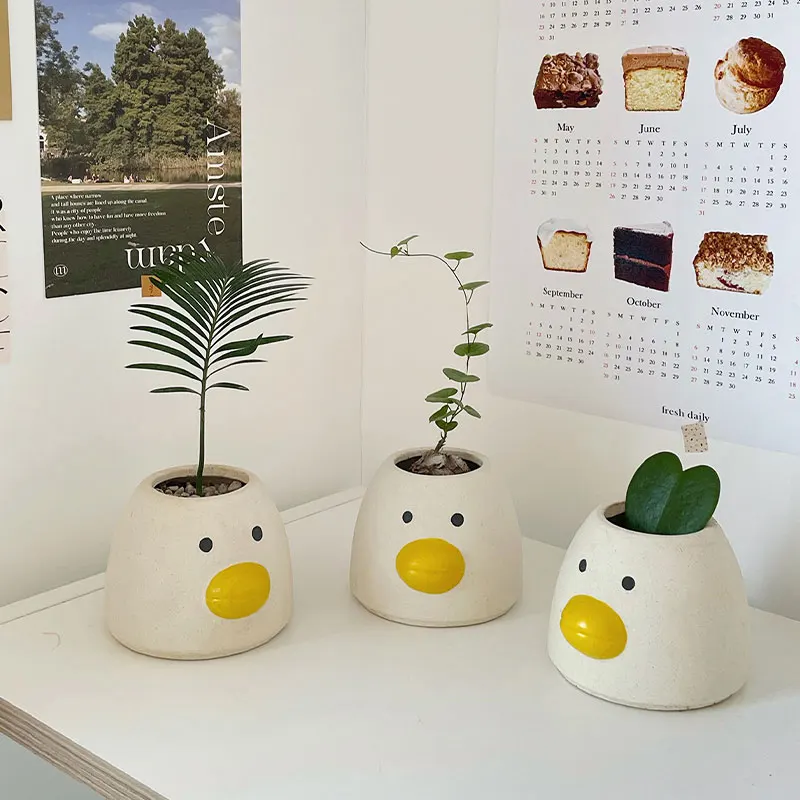 Cute Chick/Duck/Bear Plant Pot, Cartoon Animal Succulents Planter, Desktop Planter, Home Office Table Decor, Birthday Gift for H