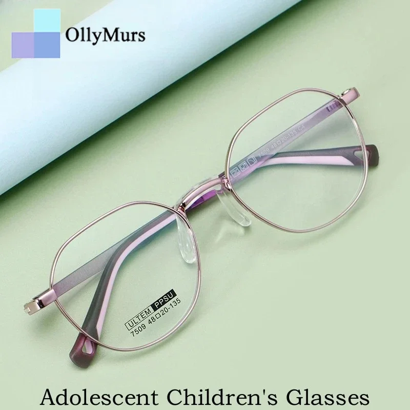 

OLLYMURS Сверхлегкие удобные детские очки в стиле ретро, модные большие оптические очки для подростков, оправа для очков по рецепту для мальчиков и девочек