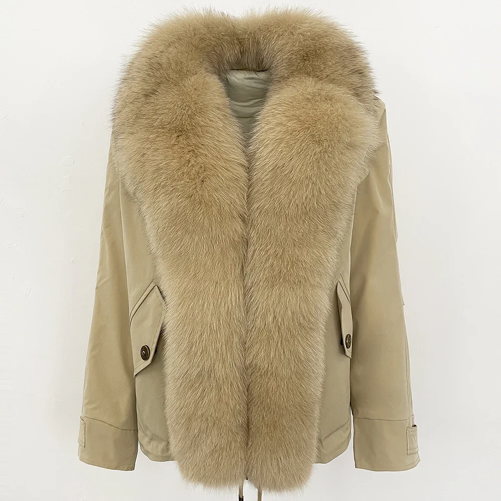 معطف فرو الواقعي للنساء جديد في السترات والسترات سترة شتوية أسفل سترة أسفل معاطف وحدائق خفيفة الوزن منتفخة للنساء