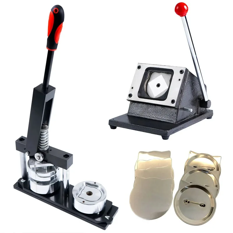 

Small Round Cat 68*58mm Badge Machine & 100 Sets of Kitten Face Tinplate Badge Consumables & Paper Cutter Badge Machine Set