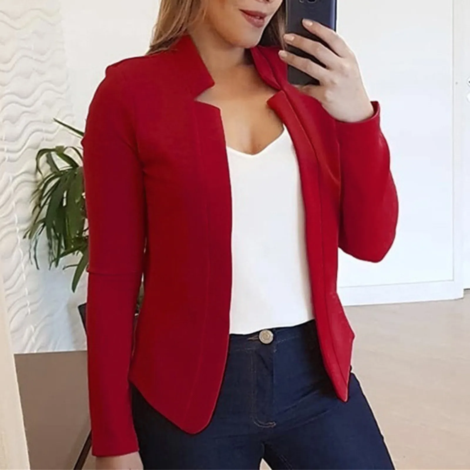 Women Thin White Blazers Spring 2024 Female Summer Blazer Long Sleeve Open Stitch OL Womens Slim Coats Femme Ladies Black Tops