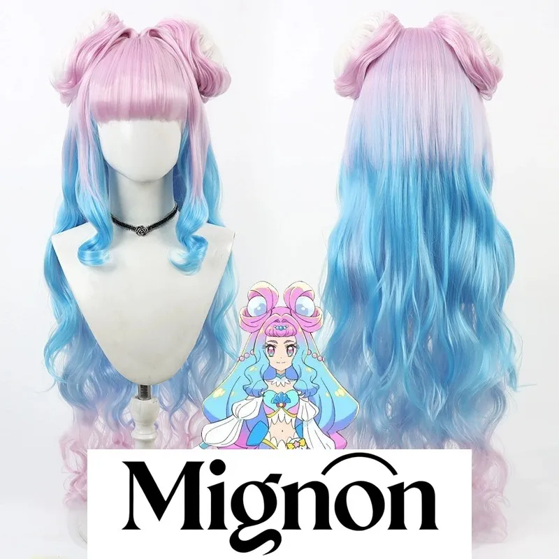 

Тропический-перелив! PreCure Laura Lammar / Cure La Mer парик для косплея съемные булочки подарок на Хэллоуин