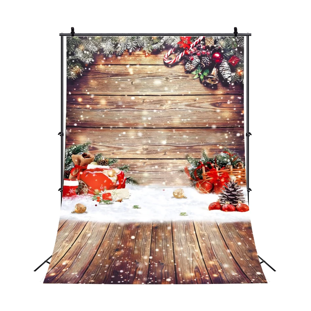 Christmas Photography Backdrop Winter Tree Snowman Wood Floor Window Fireplace Baby Birthday Family Party Photo Background Props