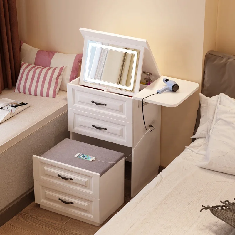 Portable Folding Mini Small Minimalist Bedroom Modern Vanity Mirror Dressing Table