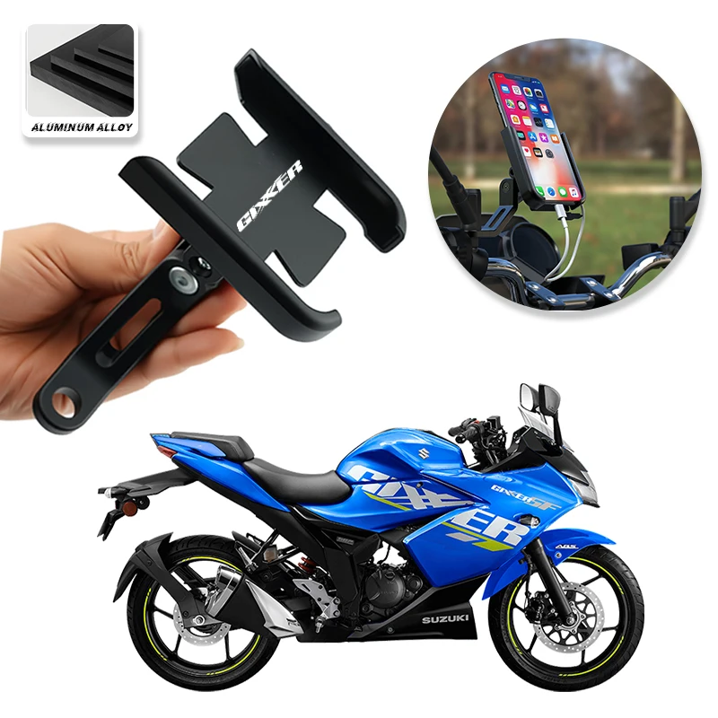 Soporte de manillar de aleación CNC para motocicleta, soporte de navegación GPS para teléfono móvil para Suzuki GIXXER SF GIXXER 250SF SF250 SF150 LOGO