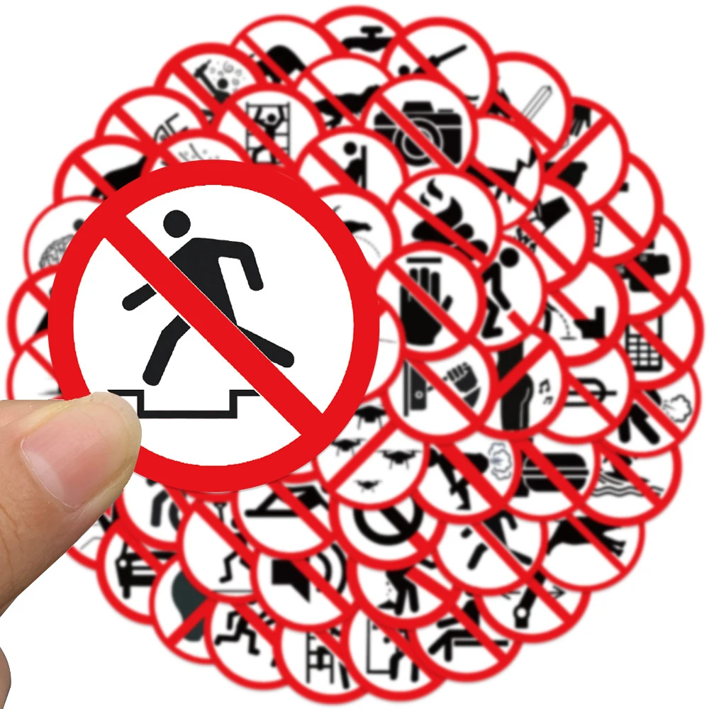 10/30/62pcs Funny Warning Stickers Danger Banning Sign Decals for Motorcycle Helmet Laptop Skateboard Vinyl Waterproof Sticker