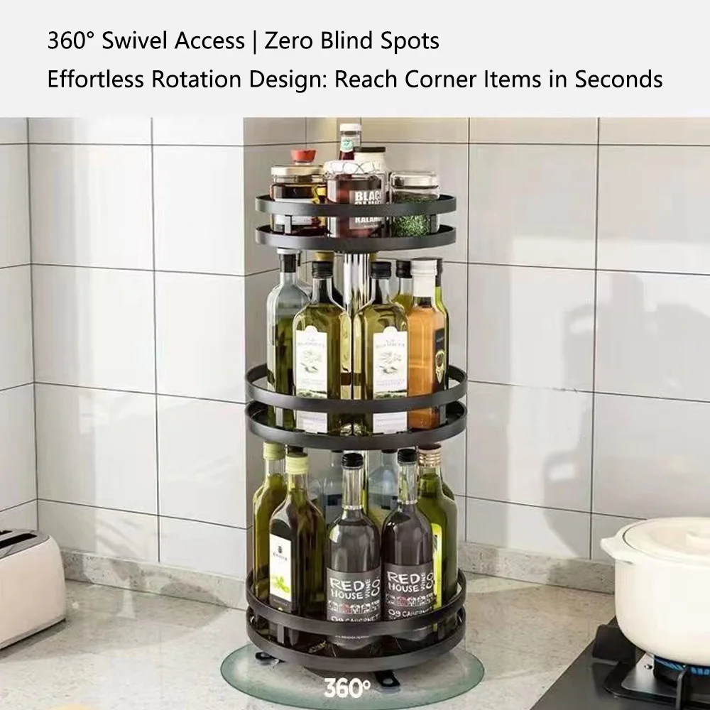 

Rotatable 360-degree Kitchen Storage Rack Seasoning Storage Rack Storage Box Oil Salt Soy Sauce And Vinegar Condiment Jar Rack