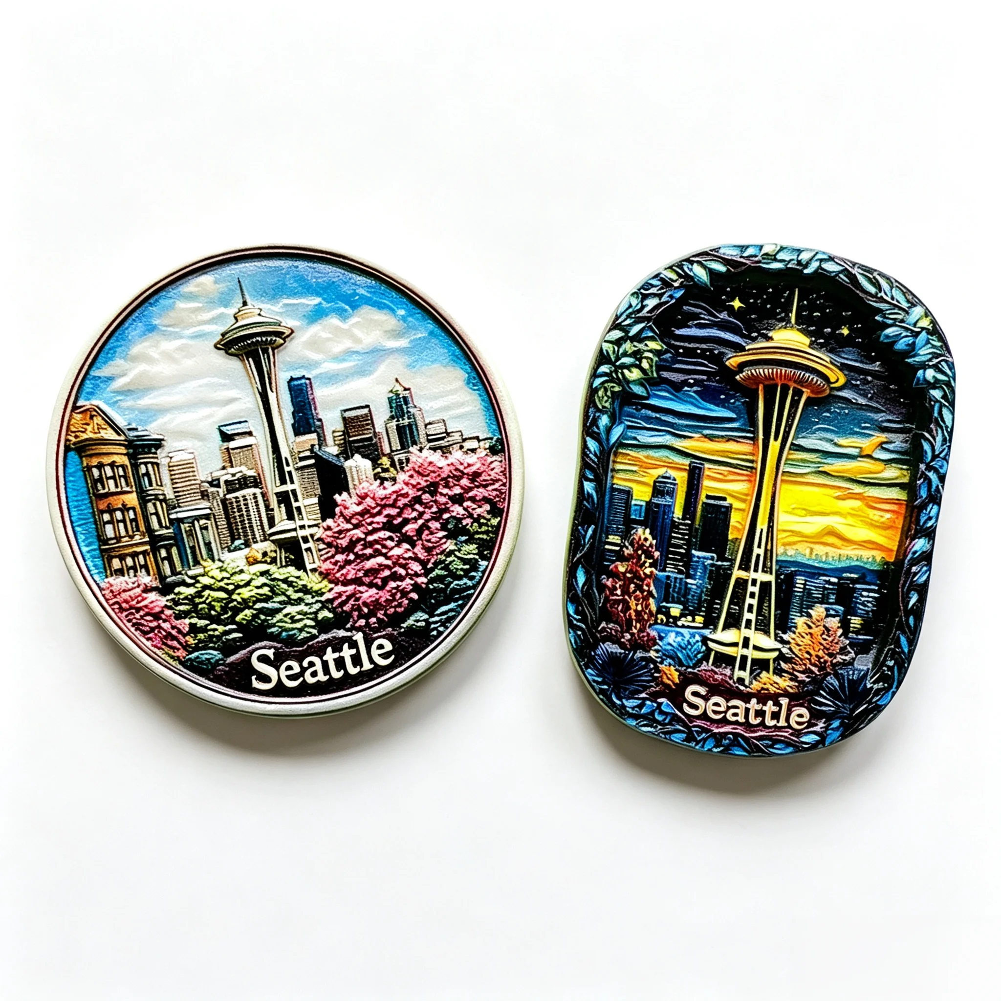 3D Resin Fridge Magnet Seattle USA Space Needle City Landscape Refrigerator Sticker Travel Souvenir Home Decoration Collection
