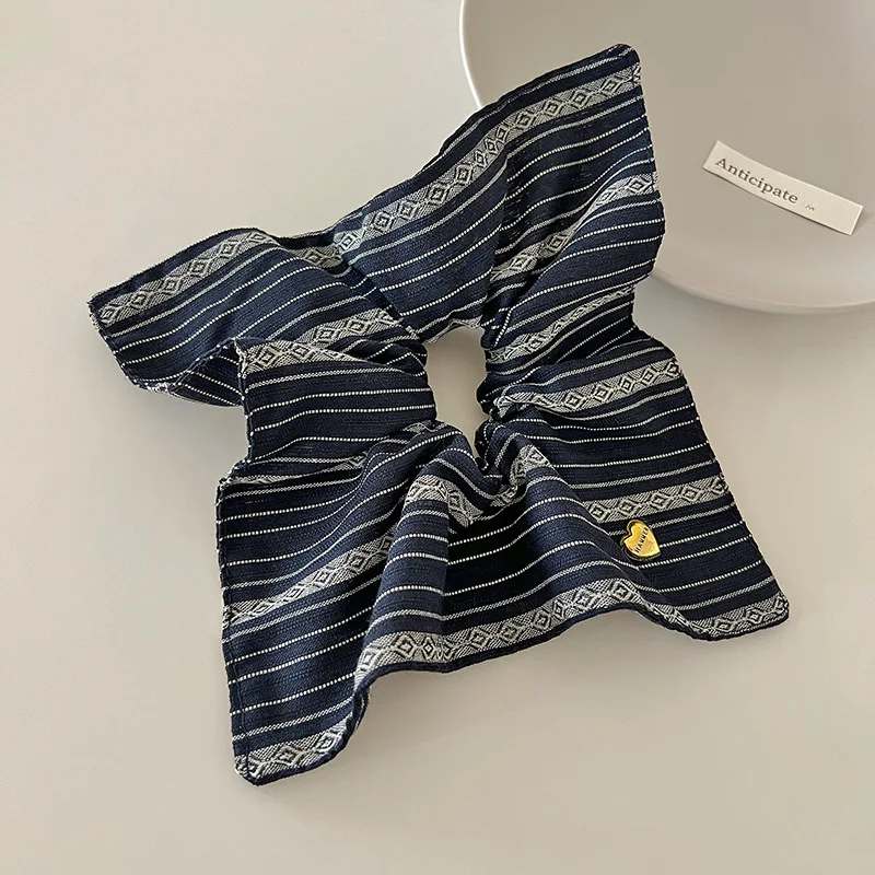 

1 шт. Ретро-резинка для волос в полоску, прямоугольная, высокоэластичная, для низкого пучка и хвоста, шикарная, для повседневного использования