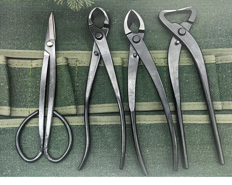 Good Quality Grade Bonsai Tools Set (4pcs) Branch Cutter Knob Cutter Trimming Scissor Carbon Steel Made