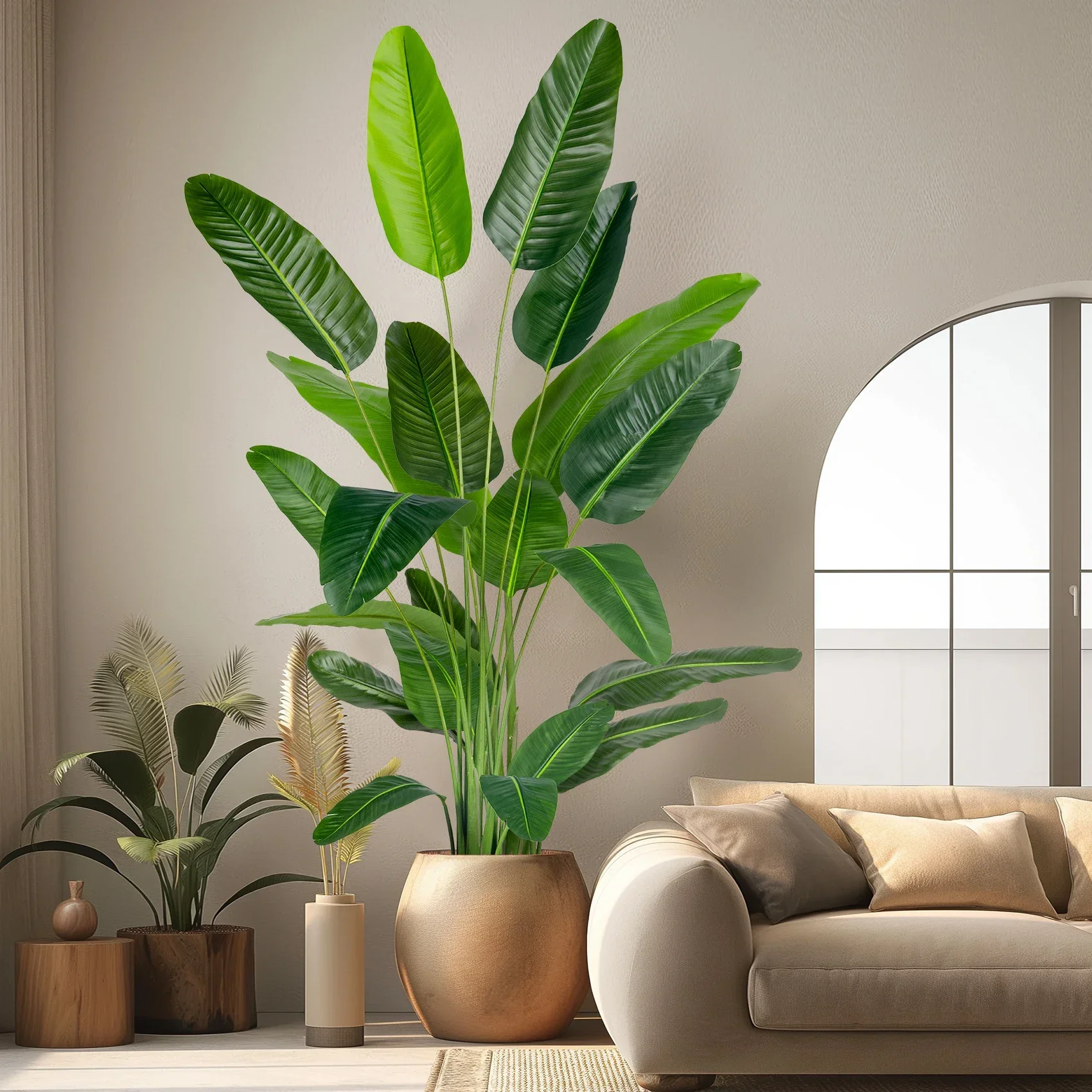 

High-end simulated traveler banana indoor green plant potted plant bionic green plant paradise bird landscaping fake flower tree