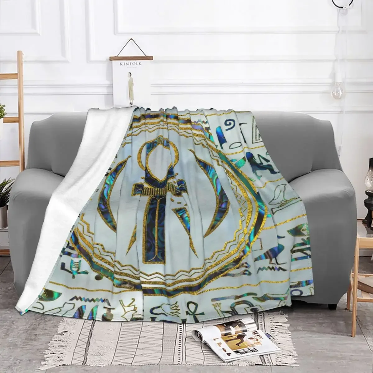 

Baby Blanket Ancient Egypt Ankh Plaid Sofa Cover Flannel Printed Ultra-Soft Multi-function Throw for Bed Travel Bedspreads