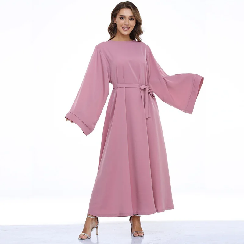 Eid musulman abaya turc Jilbab dubaï longues femmes musulmanes robes islamiques couleur unie prier Simple noir Abaya