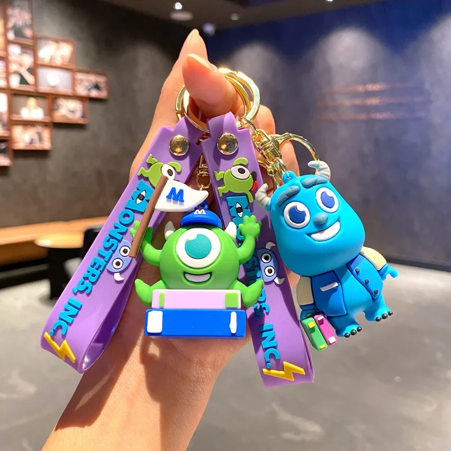 Disney Monsters Inc. Cartoon Monster Power Company Keychain Creative One-eyed Hairy Monster Dolls Children Keychain Pendant Gift