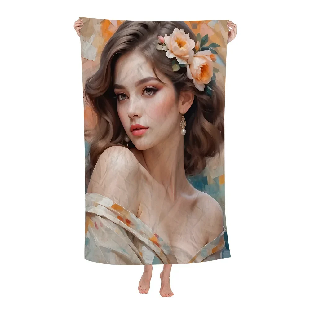 

Пляжное полотенце из микрофибры с абстрактными цветами для девочек, впитывающее быстросохнущее мягкое полотенце для йоги, плавания, курортное полотенце для альпинизма