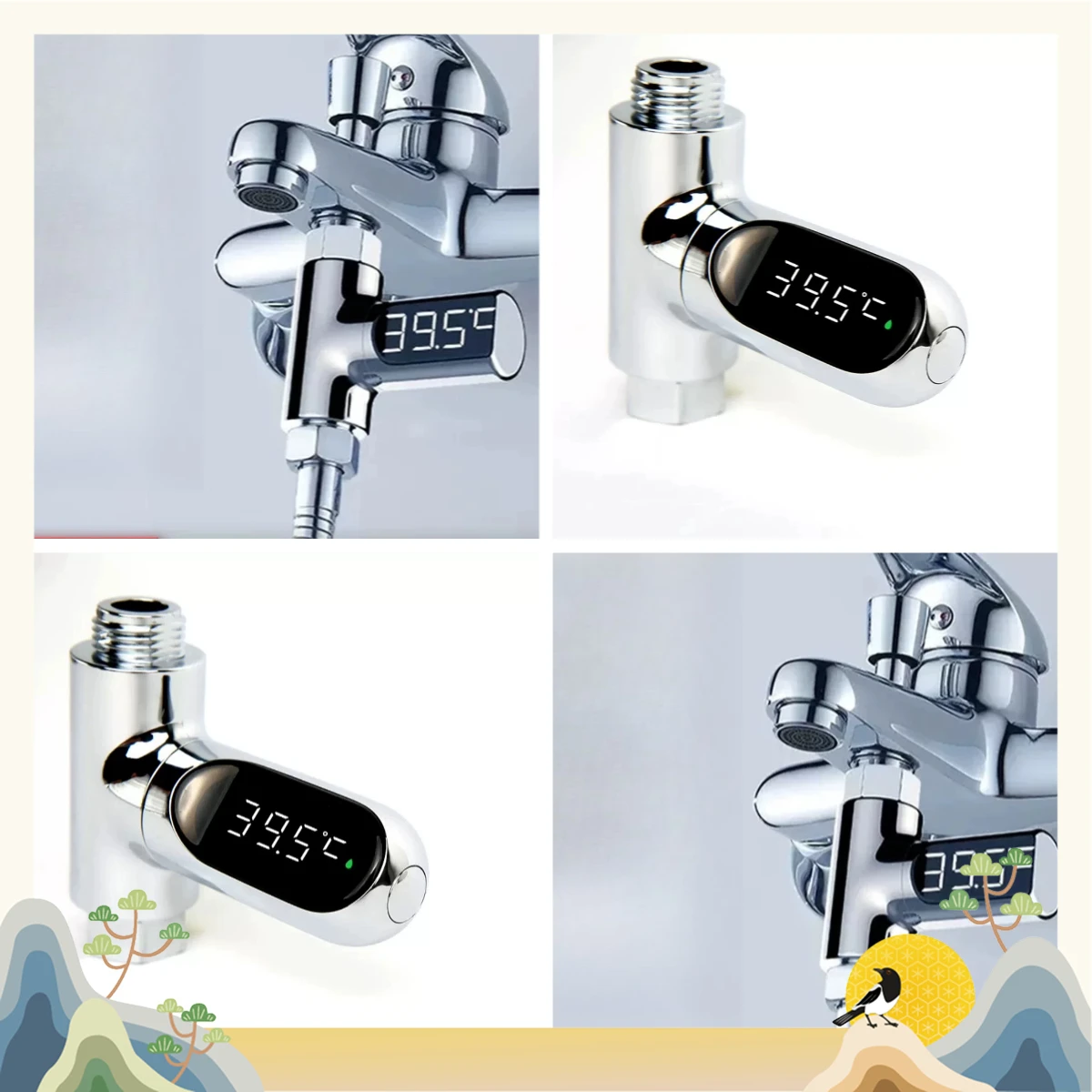 Smart Bath Thermometer Shower Water Thermometer Water Pipe Bath Faucet Temperature Display Waterproof Thermometer