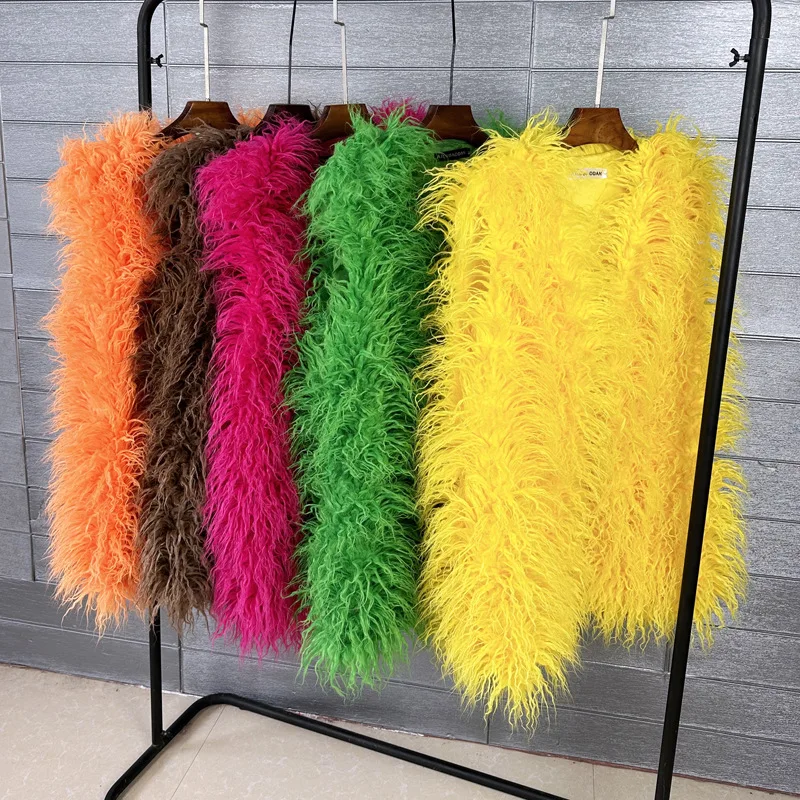 Vest Faux Fur Coat Women White Spring Autumn Winter Large Jacket Overcoat Short Pockets Thick Coat Warm Jackets Maxi Coats