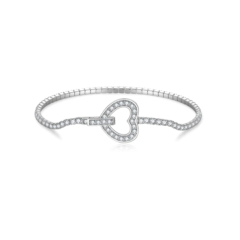 European and American Fashion S925 Pure Silver Moissanite Tennis Chain D Color 2mm Silver Plated 18K Gold Bracelet with Advanced