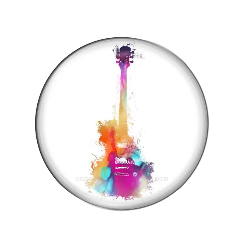 Music guitar Round photo glass cabochon demo flat back Making findings 10mm/12mm/18mm/20mm/25mm Guitar Aquarelle Photo Cabochons