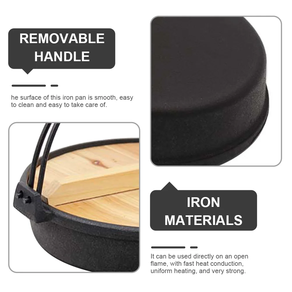 

1Set Japanese Style Iron Pot Sukiyaki Nonstick Cast Iron Hot Pot Uniform Heating Outdoor Camping Cookware Cooking Boiler