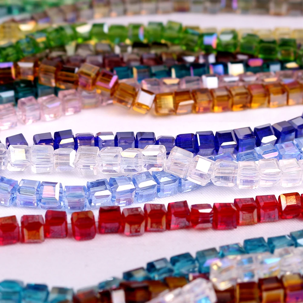 45 Pcs/Lot 8MM AB Color Cube Austrian Crystal Glass Square Loose Spacer Beads For Jewelry Making DIY Earing Handmade Accessories