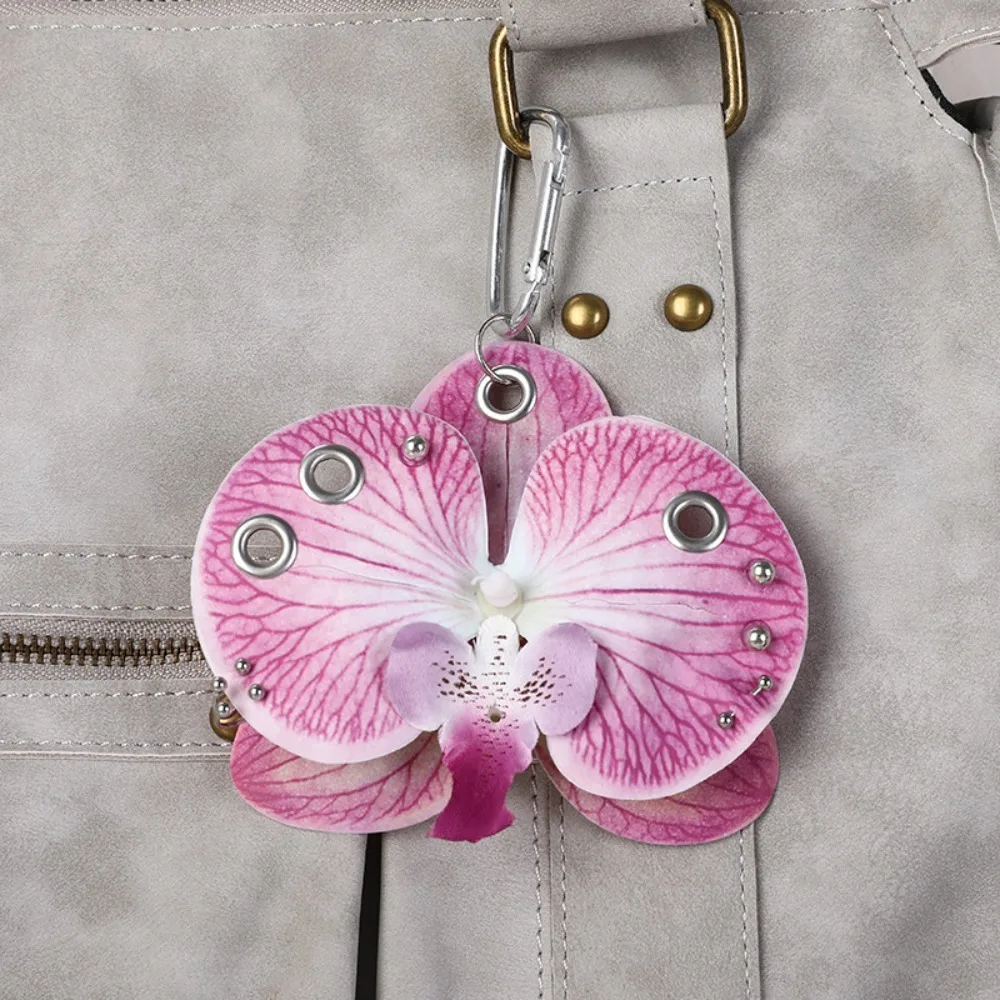 Sweet Simulation Flower Orchid Lily Keychain Colorful Backpack Decoration Flower Bag Pendant Gifts Simulation Flower Keyring