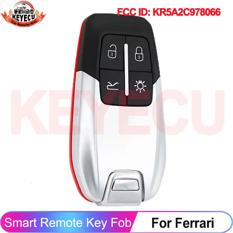 

KEYECU для Ferrari 458 588 488GTB LaFerrari 2014-2020 Smart FCC ID: KR5A2C978066 Пульт дистанционного управления 434 МГц 4A Чип 4 кнопки Брелок