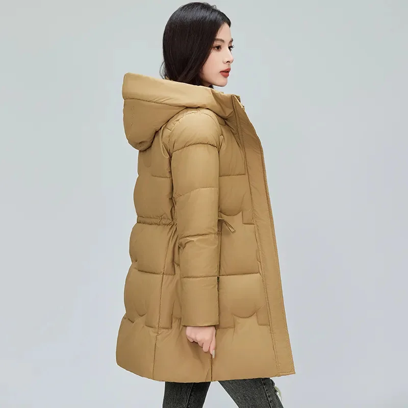 

Пуховик женский с хлопковой подкладкой, длинная парка с капюшоном, теплая верхняя одежда, осень-зима 2020