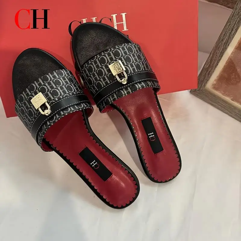 CH Zapatillas de playa para mujer, planas, minimalistas, con letras impresas, diseños de nicho, zapatillas de vacaciones para ir al trabajo para mujer